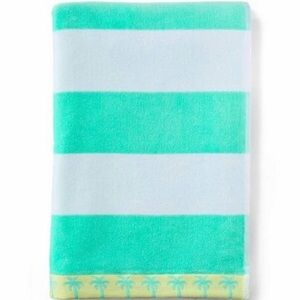 Stoney Clover Lane X Target Striped Beach Towel Yellow White Green Palm Tree NEW